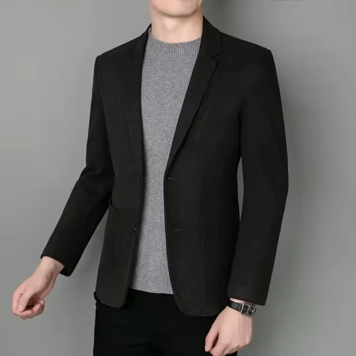 Chaqueta De Lana Elegante Para Hombre Estilo Coreano Británico Casual Slim De Color Sólido Para Bodas Y Trabajo Chaqueta De Negocios Moda - 1