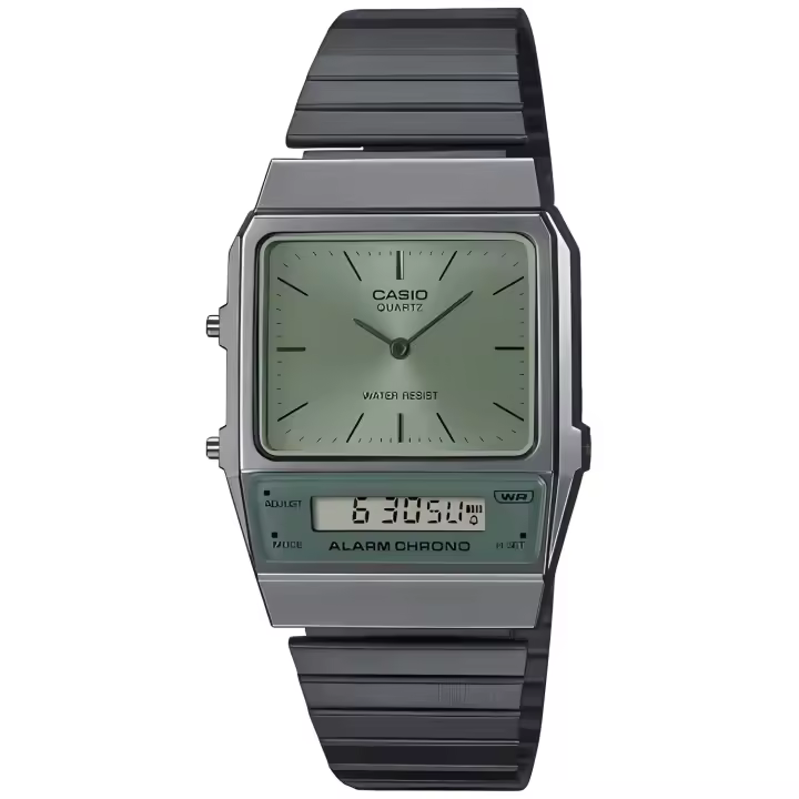 ​reloj unisex vintage digital analógico Casio AQ-800ECGG-3A Alarma cronógrafo correa de acero - 1