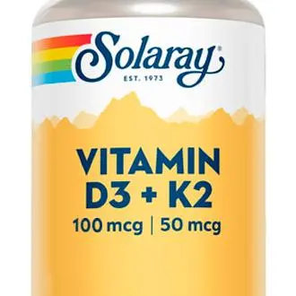 Solaray Vitamina D3 & K2 (Mk7) - 120 Cápsulas - 1