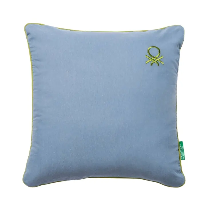 Cojín 45x45cm 300GR 100% Algodón en azul oscuro y logo verde - 1