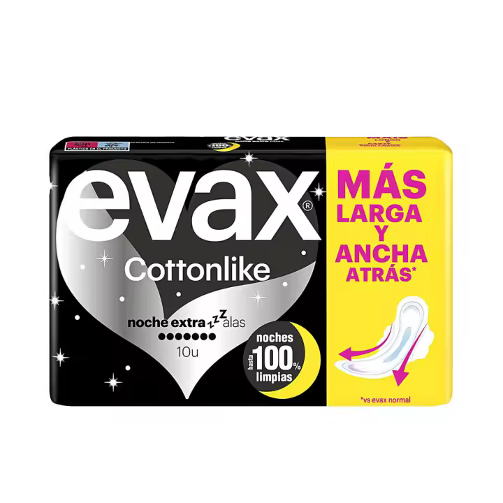 Higiene Evax EVAX COTTONLIKE compresas noche extra alas - 1