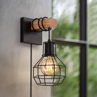 Lámpara De Pared Moderna Retro China Con Base De Madera Y Caja De Luz Negro Para Dormitorio Instalación En La Pared No Incluye Bombilla WL0334 - details 4