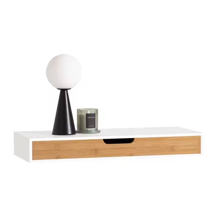 SoBuy FRG93-WN, Estante de Pared con Cajón, Estante Estantería para la Sala, Estilo Moderno, ES - 1