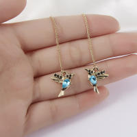 Pendientes Colgantes De Mariposa Azul Para Mujer Joyería Vintage Aesthetic Elegante Y Moderna Forma De Animal Hummingbird - details 7