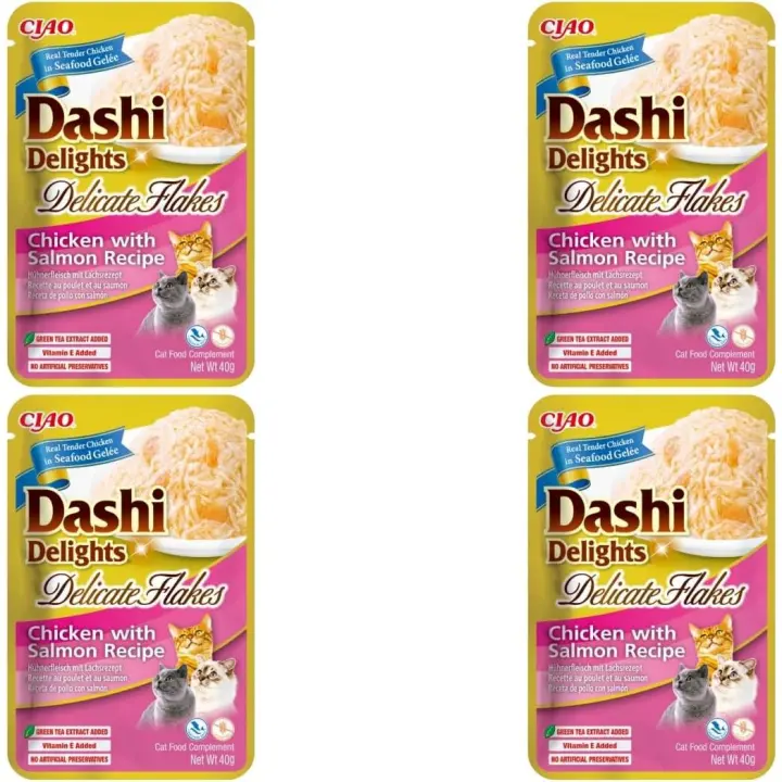 Dashi Delights Delicate Flakes Snack para Gatos 40gr Pack 4 Unidades (160g) Alimento Completo para Gatos Adultos con Vitamina E. Sin colorantes - Inaba - 1