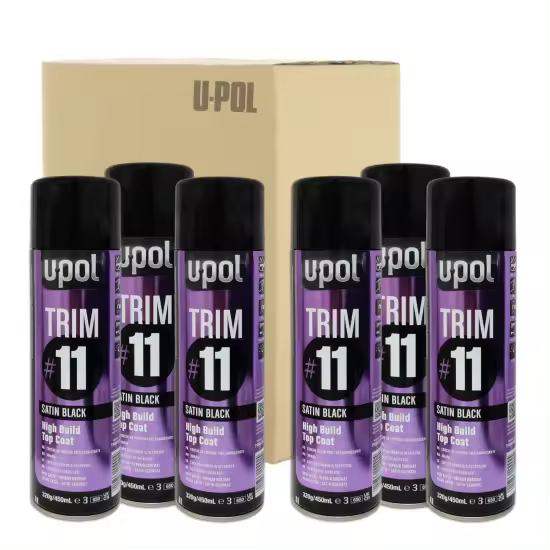 DISPIVAL 6 x AEROSOL ACABADO PREMIUM TRIM U-POL NEGRO SATINADO 450 ML - 1