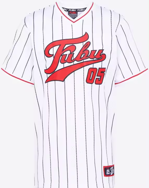Camiseta Fubu Varsity Pinstriped Mesh White Red - 1