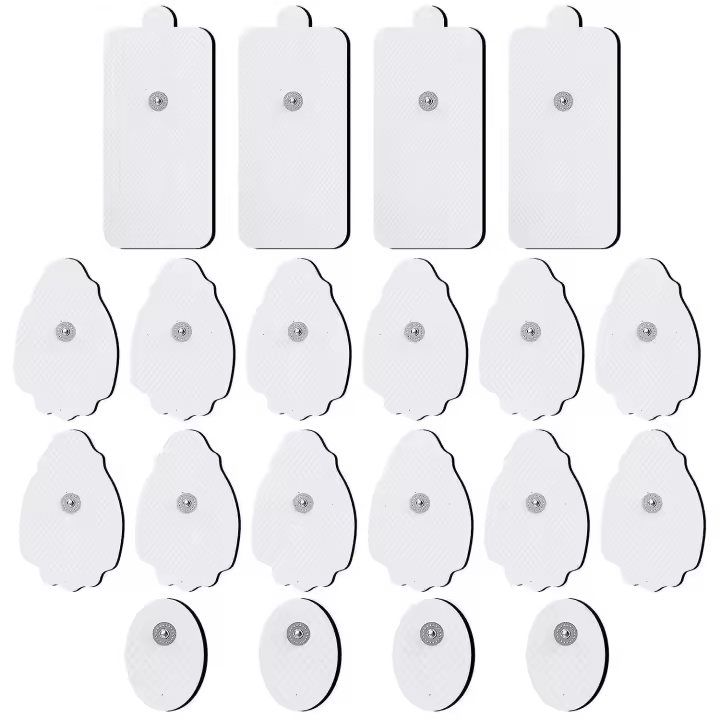 20 almohadillas de electrodo uno, almohadillas de reemplazo autoadhesivas reutilizables para la máquina estimulante muscular de unidad de decenas - 1