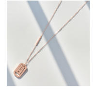 Encanto Collar retro inglés con forma de corazón y cadena de la suerte, cadena larga para suéter, chapado en acero de titanio - details 4