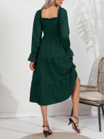Vestido De Mujer Casual Primavera/Otoño Con Cuello Cuadrado Ruffle Tirantes Manga Larga A-Line Longitud Media Pierna Polyester - details 23