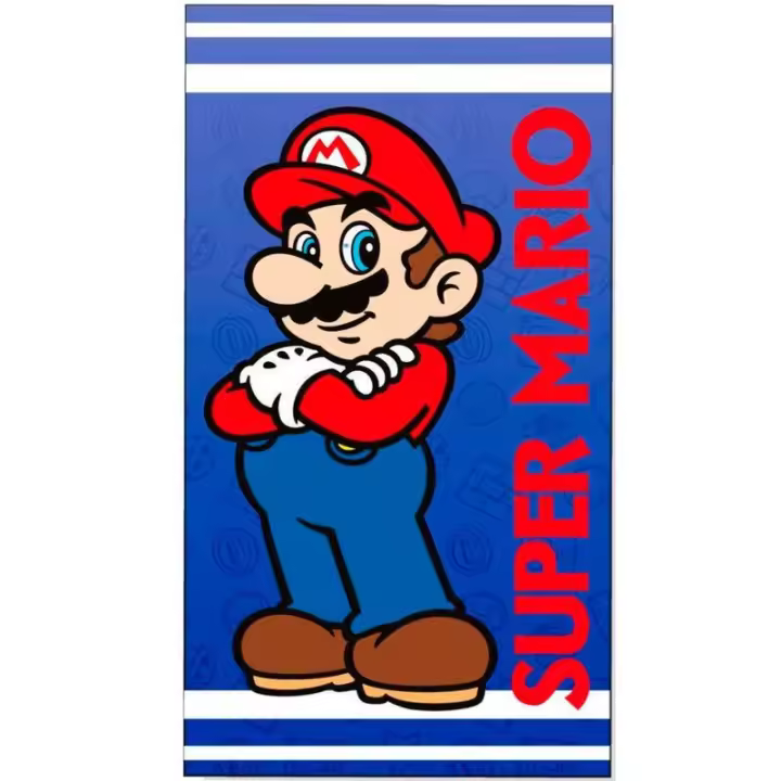 Toalla Super Mario de Playa y Casa de  Algodón 100% Infantil, Licencia 100% Oficial, Color Azul, 70 x 140 cm, New Import - Kiglam - 1
