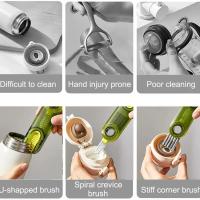 Cepillo De Limpieza 3 En 1 Para Botellas Y Tazas Con Bola De Acero Flexible Cepillo Para Agujeros De Tiras Y Cubiertas De Botella Herramienta De Limpieza Ecológica Multifuncional - details 6
