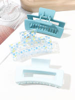 3 Pcs Clip De Pelo Grande Para Mujeres Y Niñas Clips De Cabello Fuerte Mate Cuadrado Para Pelo Grueso O Fino Protección Solar Accesorio De Moda - details 3