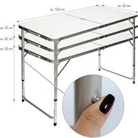 Mesa para Acampada 120x60x70cm de Aluminio Plegable portátil como si Fuera un maletín Altura Regulable para pícnic Camping Gris Claro - details 2