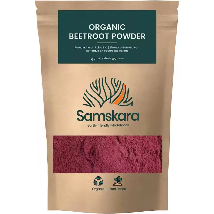 Remolacha en Polvo Ecolóogico  SAMSKARA SUPERFOODS  Organic Certified Beetroot Powder  BIO  Antioxidantes y fibra dietética - 1