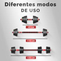 JUPPLIES Juego de Mancuernas Ajustables 2 en 1-10kg 20kg 40kg - Kit de Pesas con Barra Recta Ajustable y Antideslizante - details 2