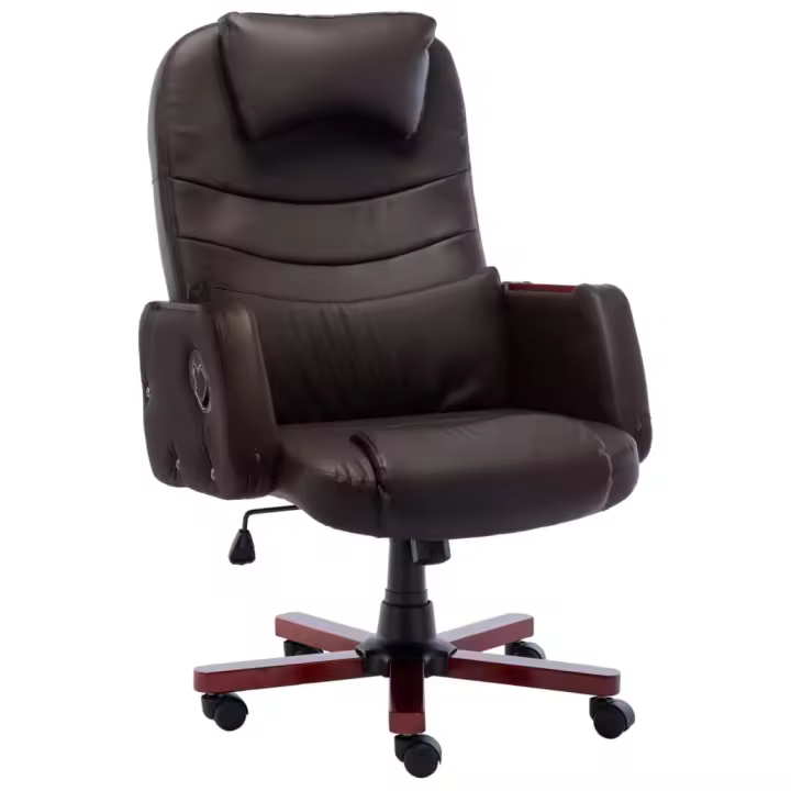 Silla de Oficina de cuero syntético marrón - 1