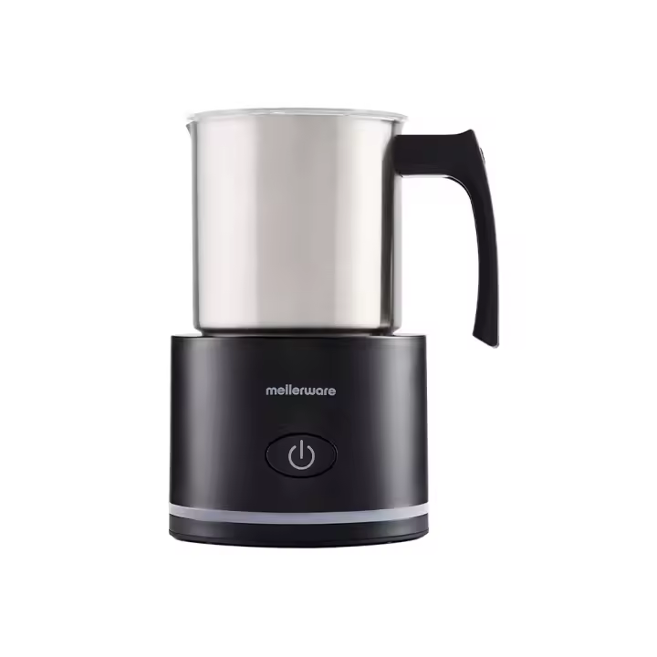 Mellerware - Espumador de Leche Frothy! inox 600W  250ml  3 en 1 (Espuma Caliente o Fría, Calentar batir espumar )  Apagado automático  Calentador Café Latte Capuchino Chocolate  360º  Vaporizador barista batidora - 1