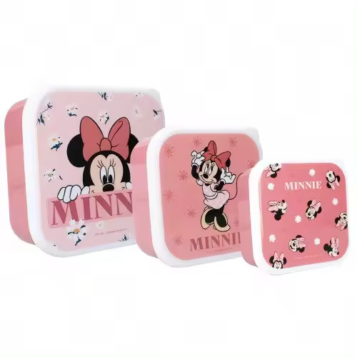 Pack Minnie, Porta Meriendas Minnie, 3 en 1, Fiambrera Minnie, Sandwichera Minnie, Niñas, Niños, Infantil, Color Mix, 12 x 12 x 6 cm. Kiglam - 1