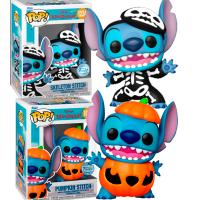 Funko PAck 2 Funko Stitch Skeleton Pumpkin Halloween calabaza esqueleto 1234 1087  Disney Funko Pop - details 0