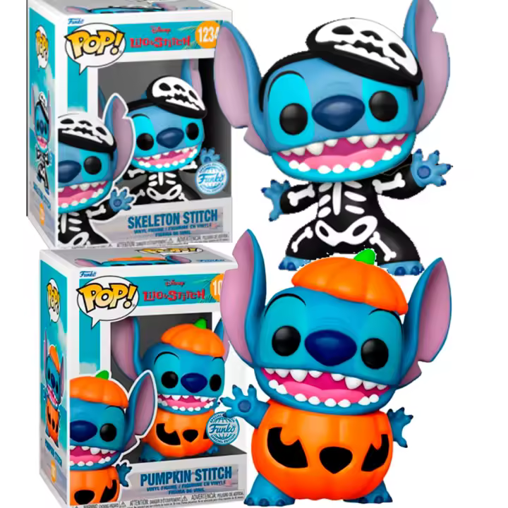 Funko PAck 2 Funko Stitch Skeleton Pumpkin Halloween calabaza esqueleto 1234 1087  Disney Funko Pop - 1