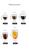 6PCS Taza De Café De Vidrio Borosilicato De Doble Capa De 80ml Insulada Para Leche Y Té Uso Doméstico Y Restaurante Regalo - details 5