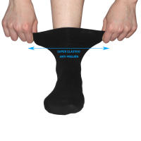 Geshop 4 Pares Calcetines Tobilleros Puños Anti presión  para Hombres y Mujeres  Calcetines Antipresion  Calcetines Tobilleros Medios  Color Negro Blanco Gris Azul - details 2