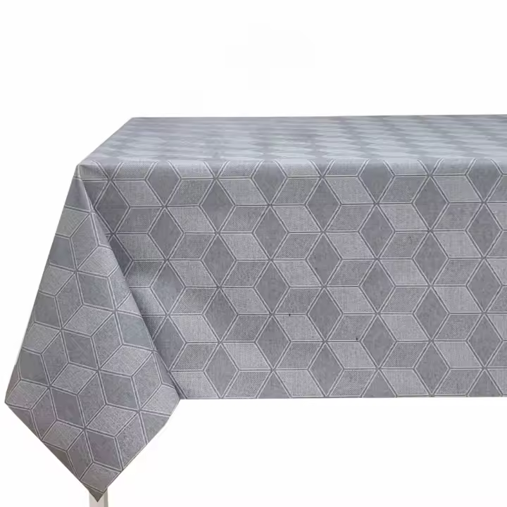 Mantel de tela Jacquard, Mantel impermeable y lavable, Para mesa rectangular, Estilo moderno elegante, Ideal para el hogar interior y exterior, Fácil a limpiar, forma geométrica，rejilla de diamante，Gris，DEU176 NUSCA - 1
