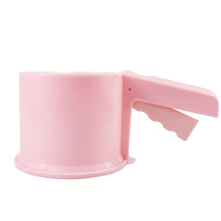 Semi-Auto mano harina tamiz, 21cm de grado alimenticio ABS y acero inoxidable, 20 malla para hornear/azúcar en polvo de tamiz (350ML, Rosa/azul/púrpura/naranja) - 1