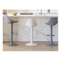 Set de 2 Taburetes Altos Cocina Giratorios en 360°, Juego de Sillas de Bar Regulables en Altura de 83 a 104 cm, con Respaldo,Material Polipiel, Estructura Metal Blanca y Reposapiés, Blancos - details 6