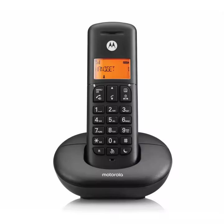 Motorola Voice - E201 Teléfono Fijo Inalámbrico Digital, Interceptación de llamadas, Acceso remoto, Tecla No Molestar, Altavoz Manos Libres, Negro - 1
