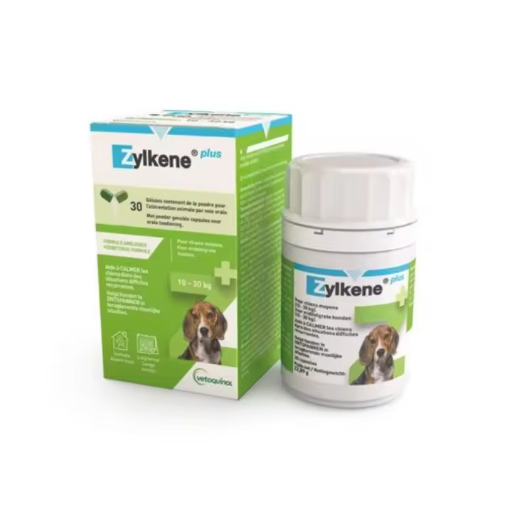 VETOQUINOL - Zylkene Plus (30 Cápsulas) - Tranquilizante Natural para Perros de Raza Mediana & Grande (10-30 kg) - 1