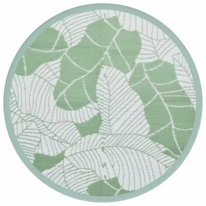 vidaXL Alfombra de exterior PP Ø120 cm Color Verde claro,  verde,  green leaf pattern y mas - 1