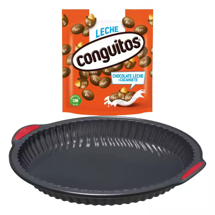 Pack repostería:CONGUITOS LECHE DOYPACK 220G+Silitop" molde de silicona para tarta 26 cm negro rojo - 1