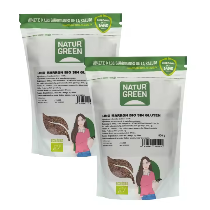 Lino Marrón Bio Sin Gluten 500 g | Pack de 2x | NaturGreen - 1