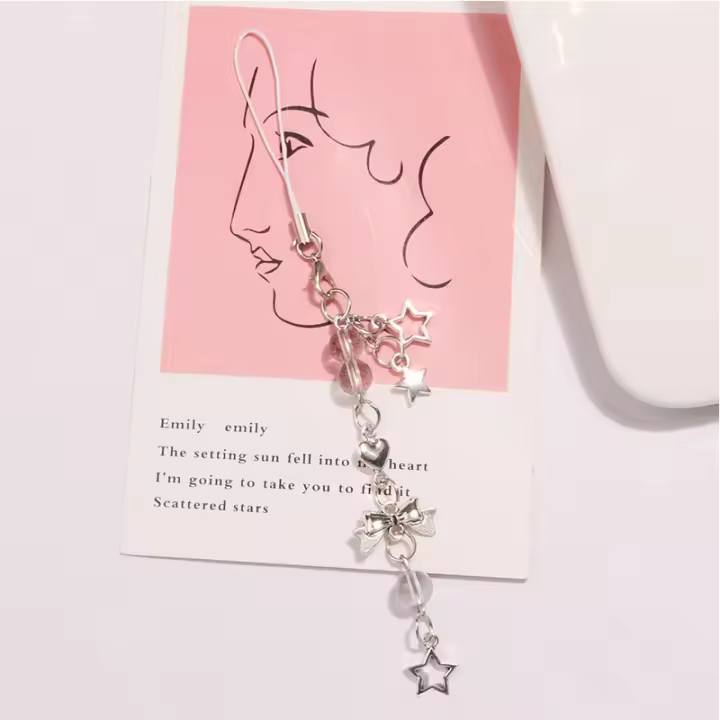 Llavero De Gótico Y2K Con Corazón Y Estrella Para Mujeres Accesorio Lindo Para Bolso Y Teléfono Cadena De Llaveros Kawaii Para Niñas - 1