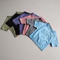 Camiseta De Yoga Sin Costuras Para Mujer Top De Fitness Sudadera Rápida De Secado Manga Corta Deporte Transpirable Talla Verdadera - details 0