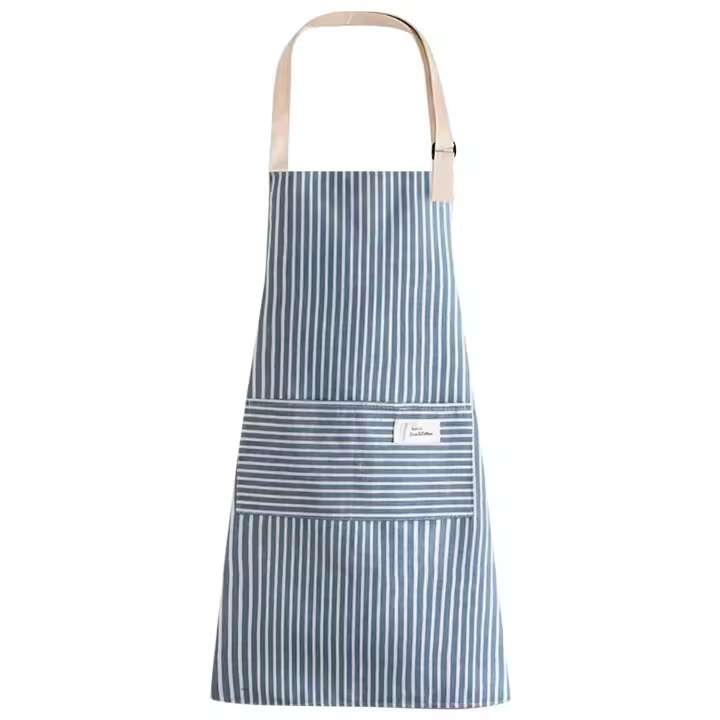 Delantal de Cocina a Rayas, ajustable, Con 2 bolsos, de Algodón, para hombre y Mujer. - 1