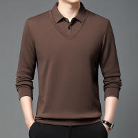 Camisa Polo Casual Para Hombres De Color Sólido Con Bloqueado Cómodo Para Todas Las Estaciones Versátil Top Antigüedad Doble - details 16