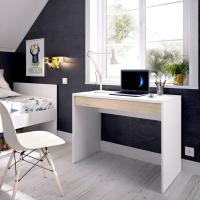 Meimon Mesa de Escritorio – Tok, diseño compacto, cajón integrado y acabados modernos, Dimensiones Altura: 74 cm. Ancho: 90 cm. Profundidad: 50 cm., acabados en color Blanco y madera. - details 0