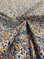 Tejidos Ortuño- Tela flores azules, naranjas, grises, negros de algodón, tela patchwork, prendas infantiles, decoración hogar ,manualidades, complementos,1m x Ancho 150cm - details 5