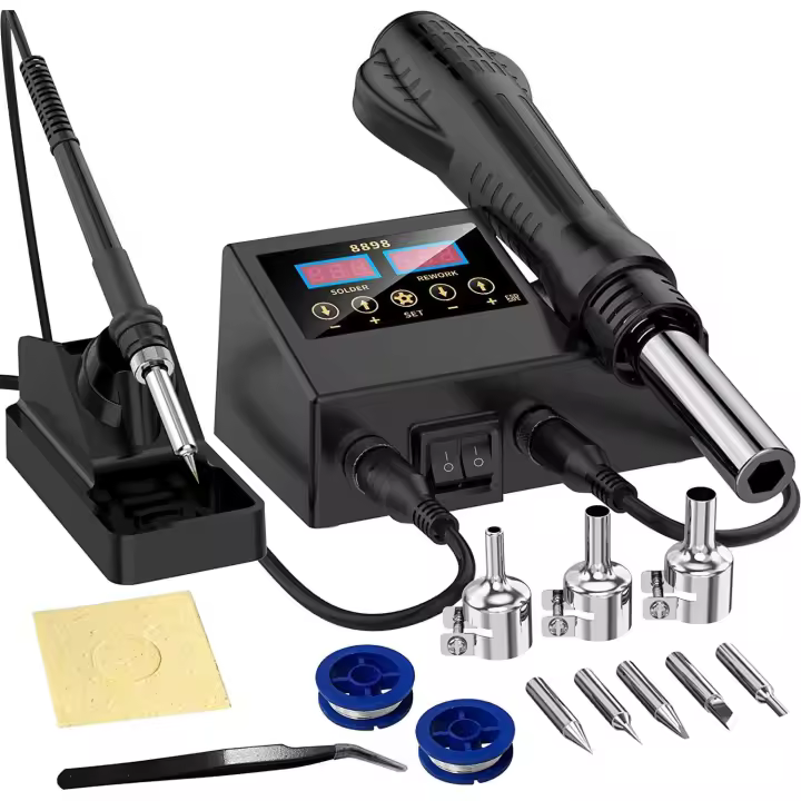 8898 2 in 1 Electric Soldering Iron Heat Gun Digital Display Welding Station Welding Maintenance Tool Combination Solder Iron Tools - 1