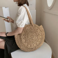 Bolso De Hombro Hecho a Mano Con Paja Vintage Bolso De Playa Redondo Bohemio Verano Casual Bolsa De Rattan Círculo Raffia Para Mujer - details 26