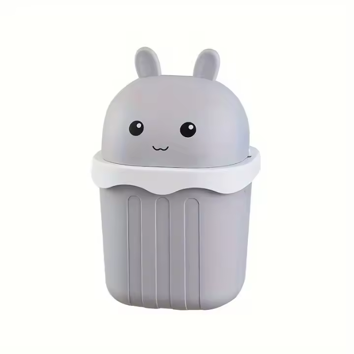 Recipiente De Basura Rectangular Creativo Para Escritorio Grande Con Tapa Desenrosable Sanitario Para Oficina Hogar Dormitorio Sala De Estar Cocina - 1