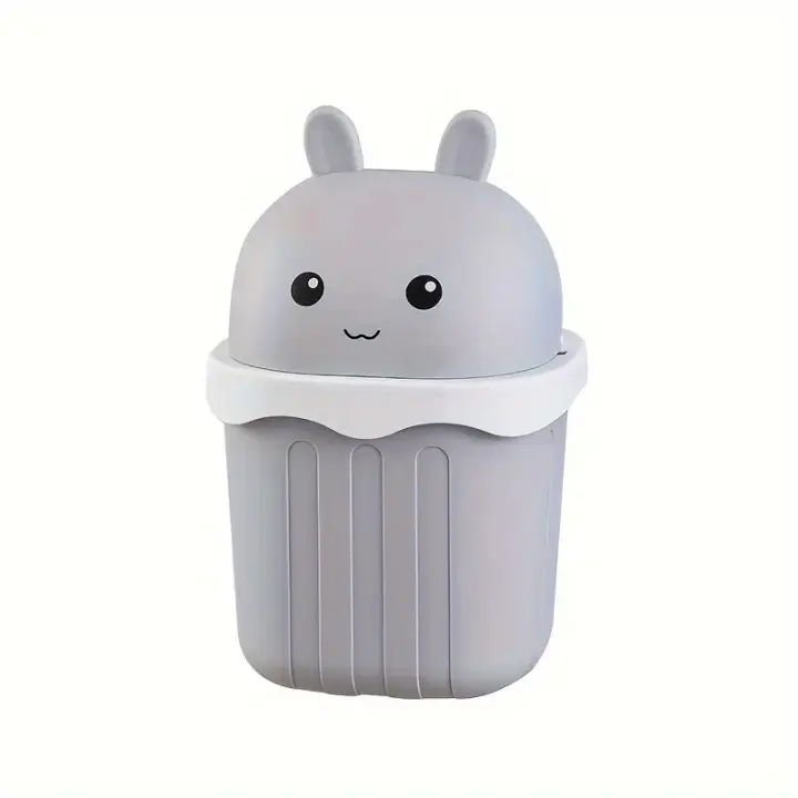 Recipiente De Basura Rectangular Creativo Para Escritorio Grande Con Tapa Desenrosable Sanitario Para Oficina Hogar Dormitorio Sala De Estar Cocina - 1