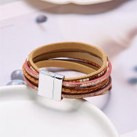 Pulsera Bohemia Vintage De Cuero Genuino Para Mujeres Y Hombres Hecha a Mano Con Cierre Magnético Ancho Joyería De Moda - details 17