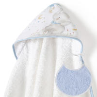 Interbaby | Set regalo capa de baño y babero elefante | 100% algodón | blanco/rosa | suave para el bebé - details 0
