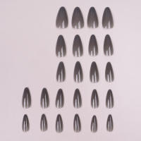 24pcs/set Uñas Postizas De Talla Grande En Rosa Gris Y Marrón Estilo Francés Y Almendrado Para Otoño E Invierno Decoración De Uñas Press on Falsas Acrílicas - details 2