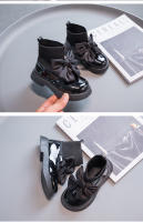 Zapatos De Escuela Para Niñas Negros Antideslizantes Con Lazo Elegante 2022 Cuero PU Botas De Moda Transpirables Para Niños Uniforme Del Reino Unido Casual Sin Tobillero - details 11