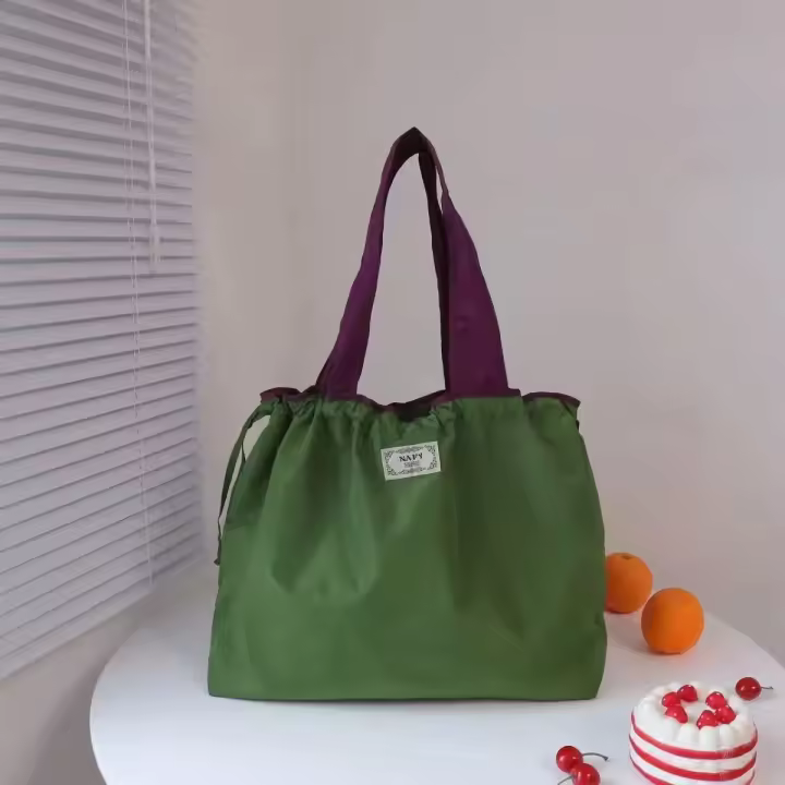 MEJORADA Bolso de Compras Grande Plegable con Cordón de Color Sólido, Tamaño 53*44CM - 1